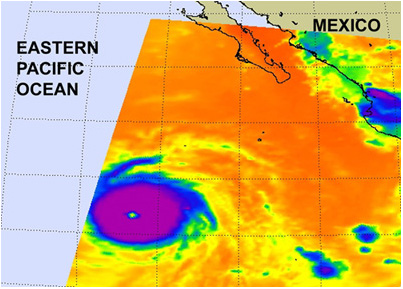 Космическое изображение тропического циклона &laquo;Селия&raquo;, полученное 25 июня со спутника AQUA (аппаратура AIRS)